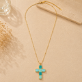 Collar Cruz Esmalte Pastel — Chapado en Oro 18K